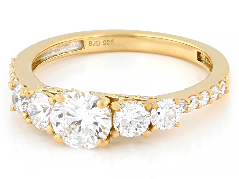 White Lab-grown Diamond G-H SI 14K Yellow Gold Over Silver Ring 1.33ctw