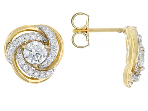 White Lab-grown Diamond G-H SI 14K Yellow Gold Over Sterling Silver Earrings 1.45ctw