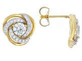 White Lab-grown Diamond G-H SI 14K Yellow Gold Over Sterling Silver Earrings 1.45ctw