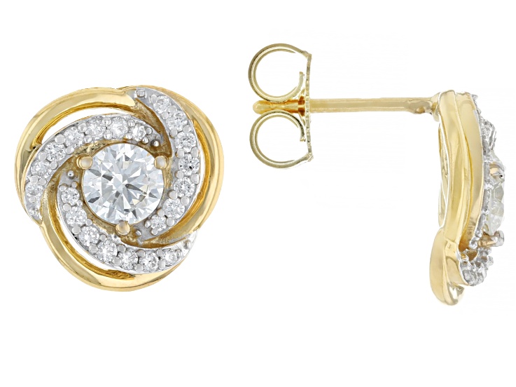 White Lab-grown Diamond G-H SI 14K Yellow Gold Over Sterling Silver Earrings 1.45ctw