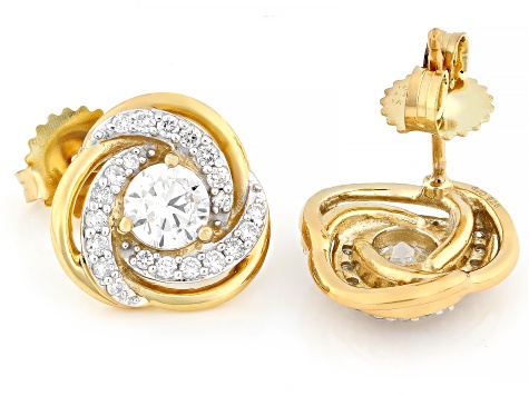 White Lab-grown Diamond G-H SI 14K Yellow Gold Over Sterling Silver Earrings 1.45ctw