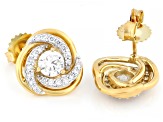 White Lab-grown Diamond G-H SI 14K Yellow Gold Over Sterling Silver Earrings 1.45ctw
