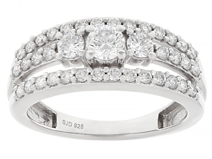 White Lab-grown Diamond G-H SI Rhodium Over Sterling Silver Ring 1.00ctw
