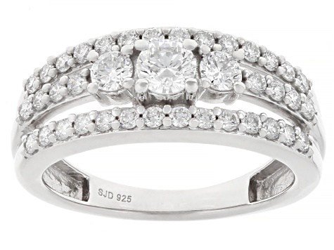 White Lab-grown Diamond G-H SI Rhodium Over Sterling Silver Ring 1.00ctw