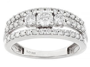 White Lab-grown Diamond G-H SI Rhodium Over Sterling Silver Ring 1.00ctw