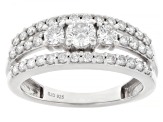 White Lab-grown Diamond G-H SI Rhodium Over Sterling Silver Ring 1.00ctw