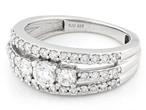 White Lab-grown Diamond G-H SI Rhodium Over Sterling Silver Ring 1.00ctw
