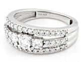 White Lab-grown Diamond G-H SI Rhodium Over Sterling Silver Ring 1.00ctw