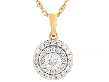 Picture of White Lab-Grown Diamond G-H SI 14K Yellow Gold Over Sterling Silver Pendant With Chain 1.00ctw
