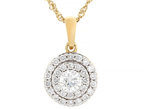 White Lab-Grown Diamond G-H SI 14K Yellow Gold Over Sterling Silver Pendant With Chain 1.00ctw