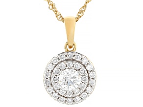 White Lab-Grown Diamond G-H SI 14K Yellow Gold Over Sterling Silver Pendant With Chain 1.00ctw