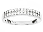 White Lab-grown Diamond G-H SI Rhodium Over Sterling Silver Ring 0.40ctw