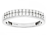 White Lab-grown Diamond G-H SI Rhodium Over Sterling Silver Ring 0.40ctw