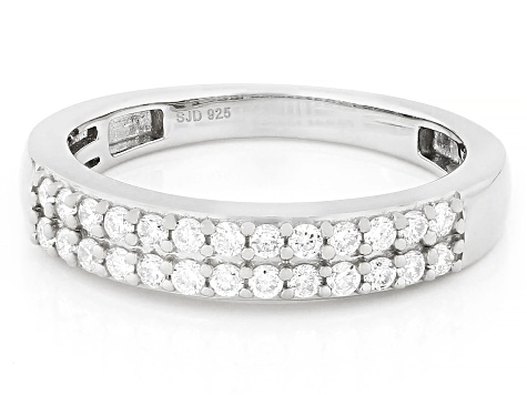 White Lab-grown Diamond G-H SI Rhodium Over Sterling Silver Ring 0.40ctw