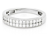 White Lab-grown Diamond G-H SI Rhodium Over Sterling Silver Ring 0.40ctw