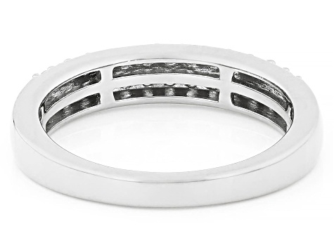 White Lab-grown Diamond G-H SI Rhodium Over Sterling Silver Ring 0.40ctw