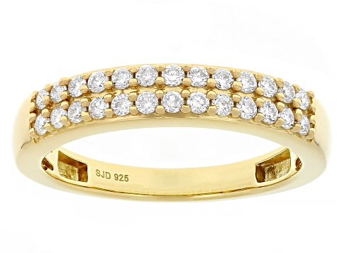 White Lab-grown Diamond G-H SI 14K Yellow Gold Over Sterling Silver Ring 0.40ctw