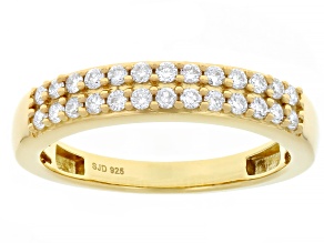 White Lab-grown Diamond G-H SI 14K Yellow Gold Over Sterling Silver Ring 0.40ctw
