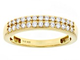 White Lab-grown Diamond G-H SI 14K Yellow Gold Over Sterling Silver Ring 0.40ctw