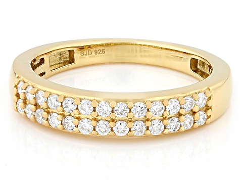 White Lab-grown Diamond G-H SI 14K Yellow Gold Over Sterling Silver Ring 0.40ctw