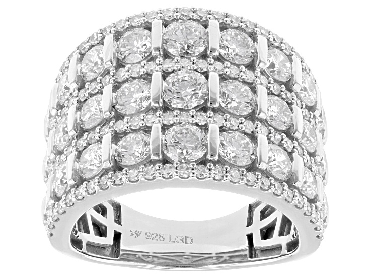 White Lab-Grown Diamond H SI1 Rhodium Over Sterling Silver Ring 3.75ctw