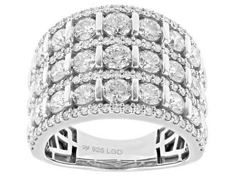 White Lab-Grown Diamond H SI1 Rhodium Over Sterling Silver Ring 3.75ctw
