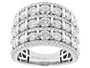 White Lab-Grown Diamond H SI1 Rhodium Over Sterling Silver Ring 3.75ctw