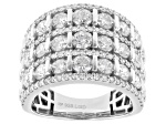 White Lab-Grown Diamond H SI1 Rhodium Over Sterling Silver Ring 3.75ctw