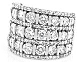 White Lab-Grown Diamond H SI1 Rhodium Over Sterling Silver Ring 3.75ctw