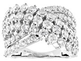 White Lab-Grown Diamond H SI1 Rhodium Over Sterling Silver Crossover Ring 3.50ctw