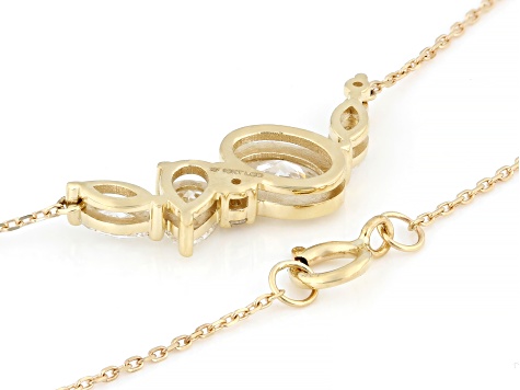 Mixed Shape White Lab-Grown Diamond H SI1 10K Yellow Gold Station Necklace 1.00ctw