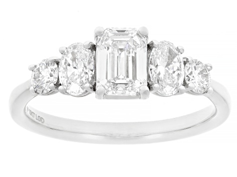 Emerald Cut, Oval and Round White Lab-Grown Diamond H SI1 10K White Gold Ring 1.50ctw