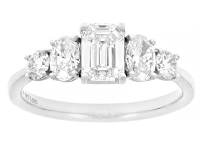 Emerald Cut, Oval and Round White Lab-Grown Diamond H SI1 10K White Gold Ring 1.50ctw