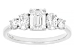 Emerald Cut, Oval and Round White Lab-Grown Diamond H SI1 10K White Gold Ring 1.50ctw