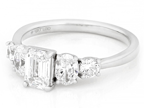 Emerald Cut, Oval and Round White Lab-Grown Diamond H SI1 10K White Gold Ring 1.50ctw