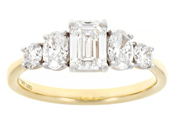 Picture of Emerald Cut, Oval and Round White Lab-Grown Diamond H SI1 10K Yellow Gold Ring 1.50ctw
