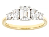 Emerald Cut, Oval and Round White Lab-Grown Diamond H SI1 10K Yellow Gold Ring 1.50ctw