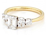 Emerald Cut, Oval and Round White Lab-Grown Diamond H SI1 10K Yellow Gold Ring 1.50ctw