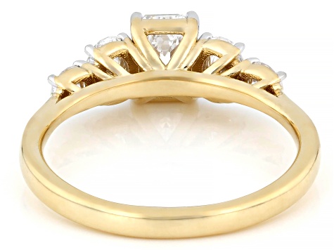 Emerald Cut, Oval and Round White Lab-Grown Diamond H SI1 10K Yellow Gold Ring 1.50ctw