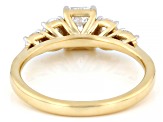 Emerald Cut, Oval and Round White Lab-Grown Diamond H SI1 10K Yellow Gold Ring 1.50ctw