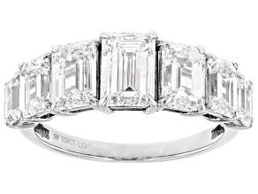 Certified Emerald Cut White Lab-Grown Diamond H SI1 10K White Gold Ring 4.00ctw