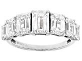 Certified Emerald Cut White Lab-Grown Diamond H SI1 10K White Gold Ring 4.00ctw