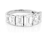 Certified Emerald Cut White Lab-Grown Diamond H SI1 10K White Gold Ring 4.00ctw