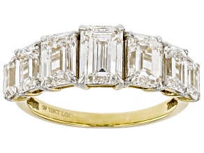 Certified Emerald Cut White Lab-Grown Diamond H SI1 10K Yellow Gold Ring 4.00ctw