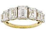 Certified Emerald Cut White Lab-Grown Diamond H SI1 10K Yellow Gold Ring 4.00ctw