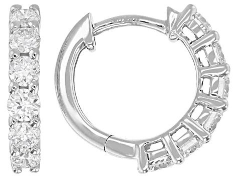 White Lab-Grown Diamond H SI1 Rhodium Over Sterling Silver Huggie