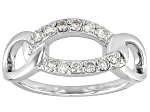 White Lab-Grown Diamond H SI1 Rhodium Over Sterling Silver Crossover Ring 0.25ctw