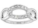 White Lab-Grown Diamond H SI1 Rhodium Over Sterling Silver Crossover Ring 0.25ctw