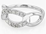 White Lab-Grown Diamond H SI1 Rhodium Over Sterling Silver Crossover Ring 0.25ctw