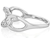 White Lab-Grown Diamond H SI1 Rhodium Over Sterling Silver Crossover Ring 0.25ctw